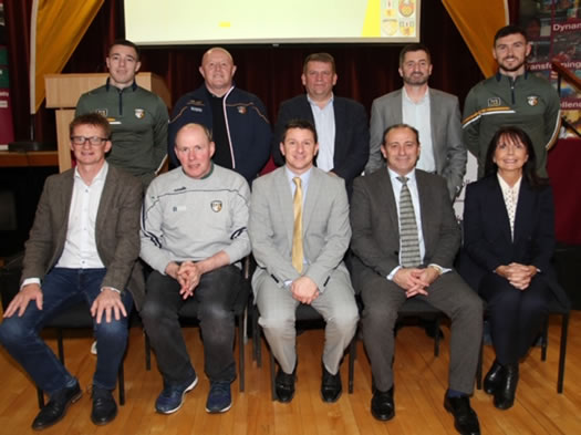 Dr Paul Donnelly (front centre) with supporters of the Gaelfast initiative