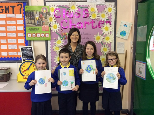 Class 4B pupils with Kathleen McGarry