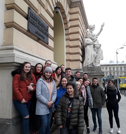 The students outside the University of Lviv