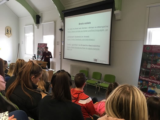 Colm Duffin (PGCE Class of 2015), a translator in the European Parliament in Brussels,speaking about his experience as a translator