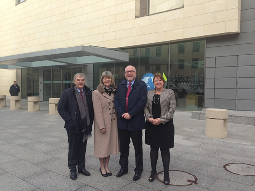 Professor Peter Finn at OECD headquarters with the Presidents of Marino Institute of Education and Mary Immaculate College, as well as the Head of the School of Primary Education at the National University of Ireland, Maynooth