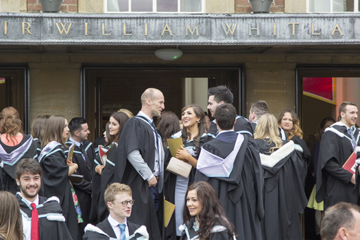 Graduates outside Whitla Hall for the Queen's Graduation Ceremony, Monday 6th July