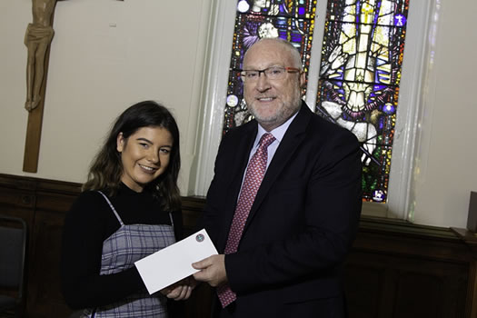 Winner of the Fr Martin O’Callaghan Memorial Award - Emir McLaughlin presented by Professor Peter Finn (College Principal)