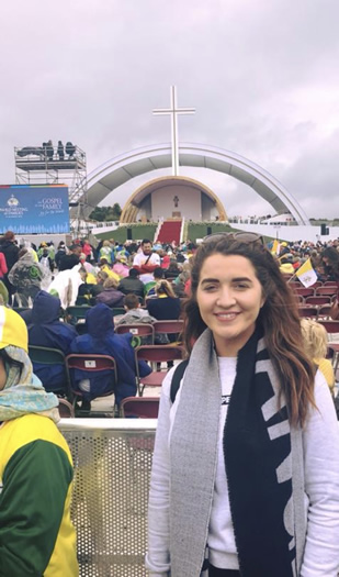 St Mary’s student Colleen Conway at the Papal Mass in the Phoenix Park , Dublin