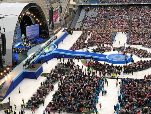 RIVERDANCE greets His Holiness Pope Francis to Croke Park in Dublin , Ireland .Emotional response from 82,000 people