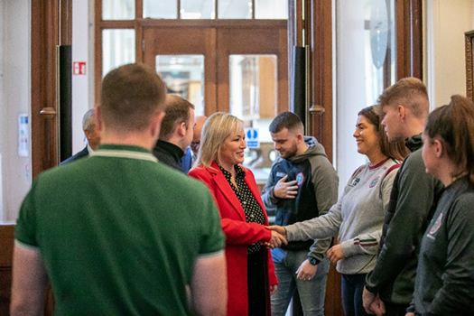 Michelle O'Neill meeting St Mary's College Students