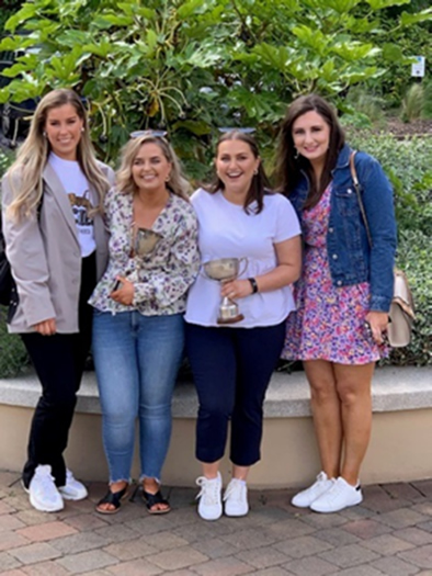 TICO students who completed their Irish-medium programme at St Mary’s University College, 18 June 2021. Eimear MacParland, Seána McCrory, Ciara Moore, Catherine Boyle.