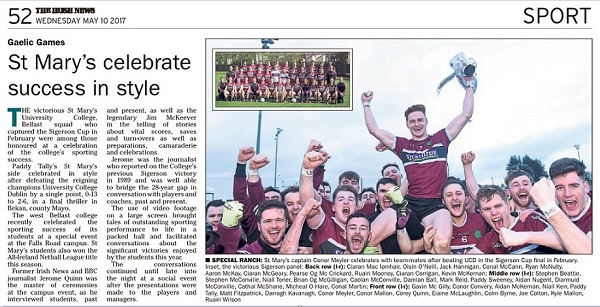 Irish News Story - St Mary's celebrate success in style