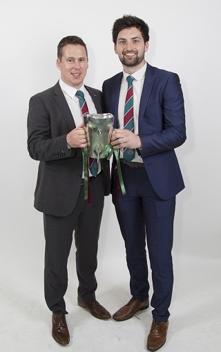 Gavin McGilly, a member of the Sigerson Management Team with Ciaran Mac Iomhair from Portadown