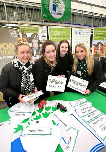 Final year students, Shannen Browne, Moya Bradley and Megan McKenna were on placement with Keep Northern Ireland Beautiful and are shown with Ms Carmel Fyfe, Eco-Schools Manager (2nd from right)